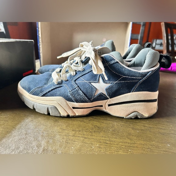 Converse Men’s One Star 2000’s Blue and White Suede Athletic Sneakers - Picture 5 of 16